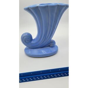 Vintage Blue USA‎ Shawnee Pottery Cornucopia / Vase Planter
